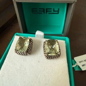 Effy Silver and Green Gemstone Earrings
